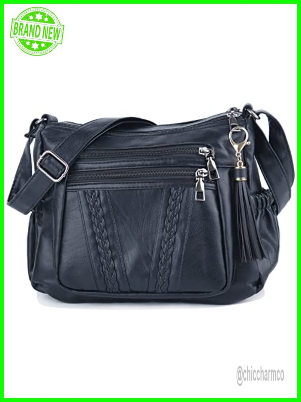 ELDA Crossbody Bag Soft PU Leather Multi Pocket Shoulder Purse